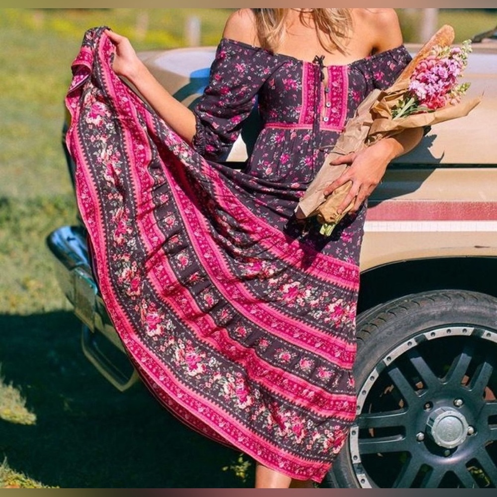 Arnhem Flora Dress sundress  Maxi Dress Midi Long Blackberry Floral Au 8 Us 6